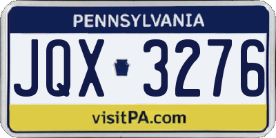 PA license plate JQX3276