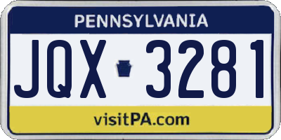 PA license plate JQX3281