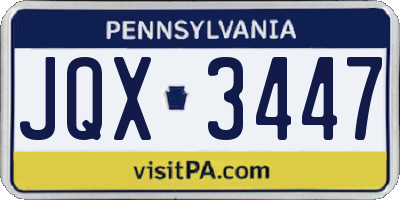 PA license plate JQX3447