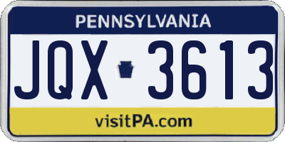 PA license plate JQX3613