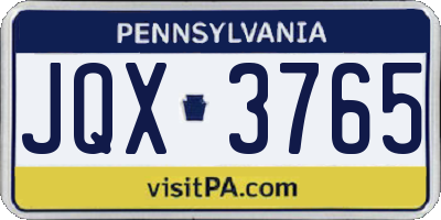 PA license plate JQX3765