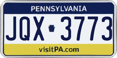 PA license plate JQX3773