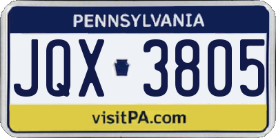PA license plate JQX3805