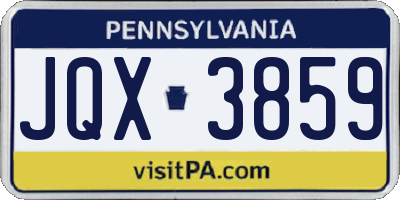 PA license plate JQX3859