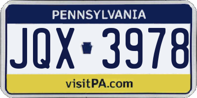 PA license plate JQX3978