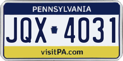 PA license plate JQX4031