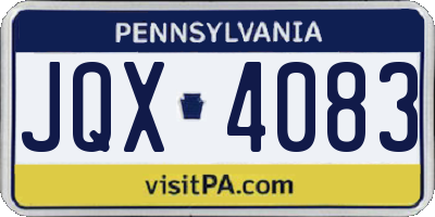 PA license plate JQX4083