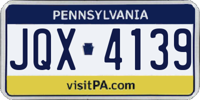 PA license plate JQX4139