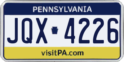 PA license plate JQX4226