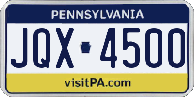 PA license plate JQX4500