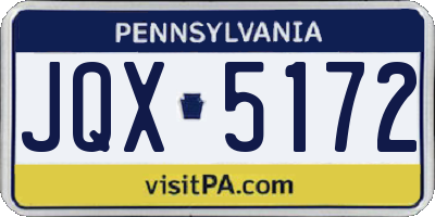 PA license plate JQX5172