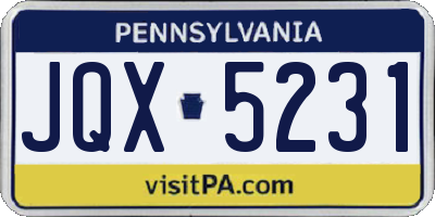 PA license plate JQX5231