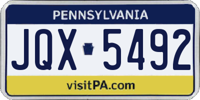 PA license plate JQX5492