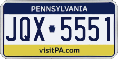 PA license plate JQX5551