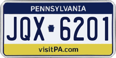 PA license plate JQX6201