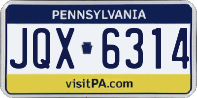 PA license plate JQX6314
