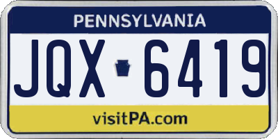 PA license plate JQX6419