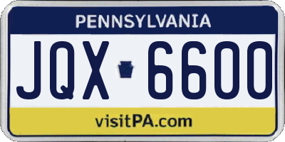 PA license plate JQX6600