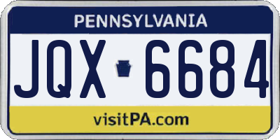 PA license plate JQX6684