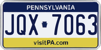 PA license plate JQX7063