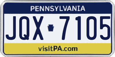 PA license plate JQX7105