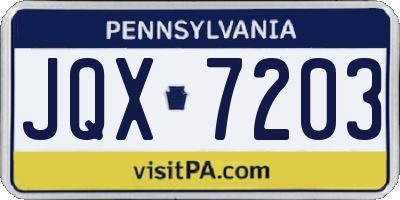 PA license plate JQX7203