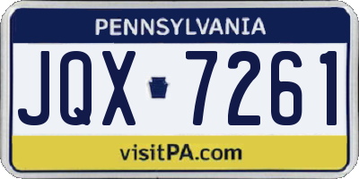 PA license plate JQX7261