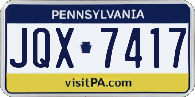 PA license plate JQX7417