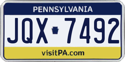 PA license plate JQX7492