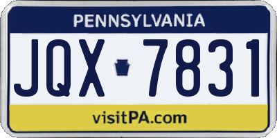 PA license plate JQX7831
