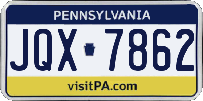 PA license plate JQX7862