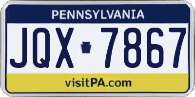 PA license plate JQX7867