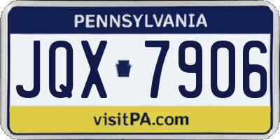 PA license plate JQX7906