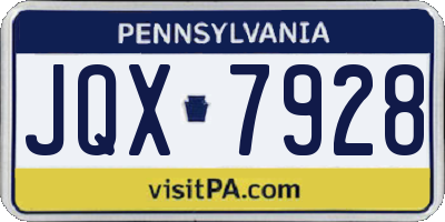 PA license plate JQX7928