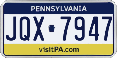 PA license plate JQX7947