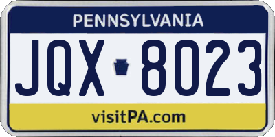 PA license plate JQX8023