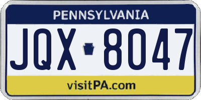 PA license plate JQX8047