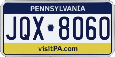 PA license plate JQX8060