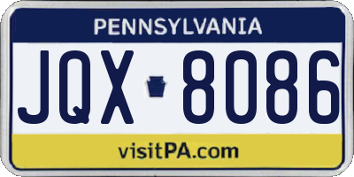 PA license plate JQX8086