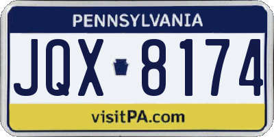 PA license plate JQX8174