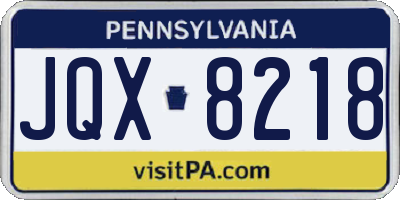 PA license plate JQX8218