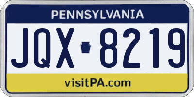 PA license plate JQX8219