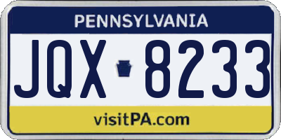 PA license plate JQX8233