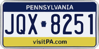 PA license plate JQX8251