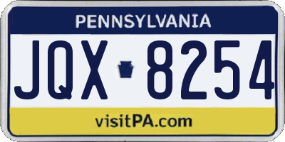 PA license plate JQX8254