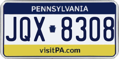 PA license plate JQX8308