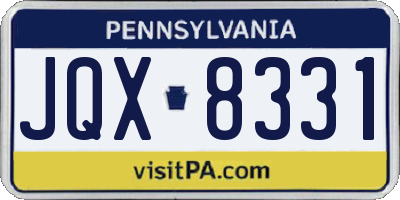 PA license plate JQX8331