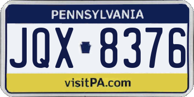 PA license plate JQX8376