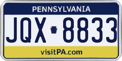 PA license plate JQX8833