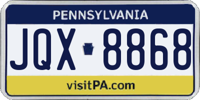 PA license plate JQX8868